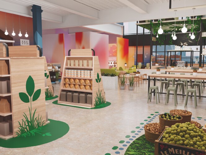 Spacious store featuring interior graphics film and signage
