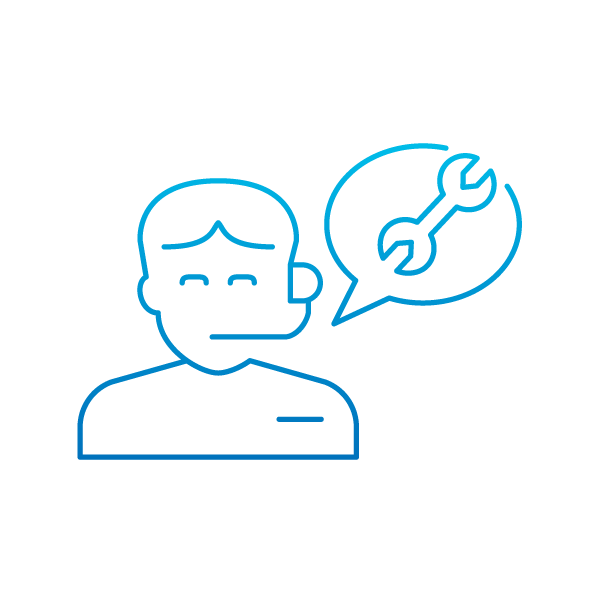icon of person with thought bubble containing a wrench