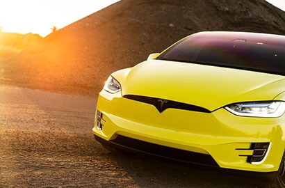 Yellow wrap on electric vehicle
