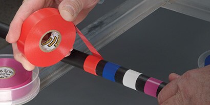 using multiple colors of electrical tape on cable
