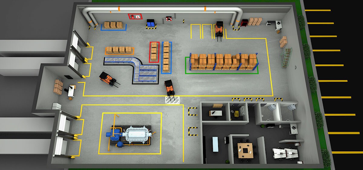 3D Floor Marking Diagram #3 of shifting production layout
