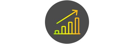 Bar graph icon with arrow pointing up
