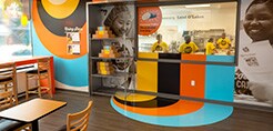 Bakery retail interior featuring 3m wall graphic film