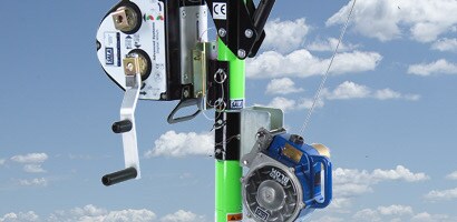Close up of mechainical lifeline winch
