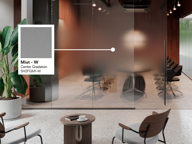 modern office conference room featuring Mist glass finish
