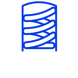 Blue lineart icon representing spring pins for shielding and grounding
