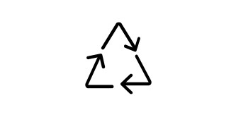 A black icon of three arrows making a recycle symbol.
