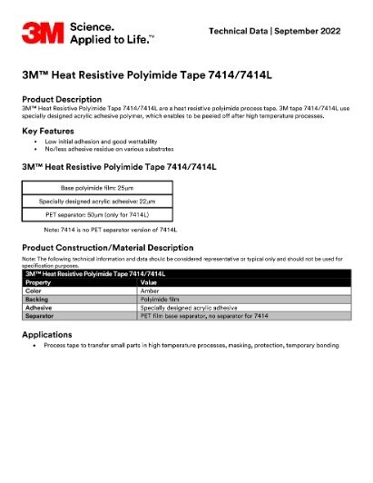 3M™ Heat Resistive Polyimide Tape 7414
