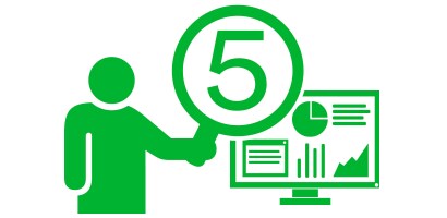 green pictogram of a person holding a magnifying glass
