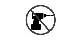 A black and white no drilling sign
