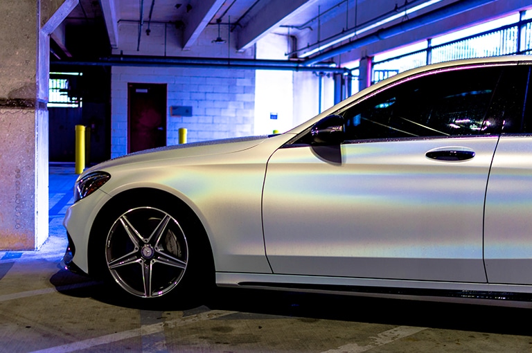 car parked in a garage
