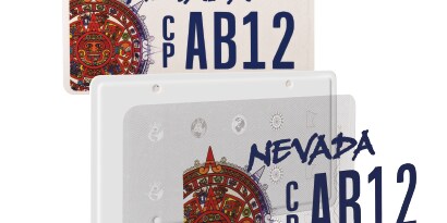exploded view of 3M High Definition Licence Plate Sheeting featuring 3M Dynamic Security Script markings
