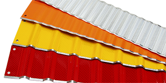 Temporary traffic control delineation devices with 3M Diamond Grade Reflective Sheeting in red, yellow, orange and white.