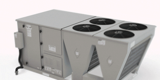 Animation showcasing where 3M tapes can be used as seals on a commercial HVAC machine
