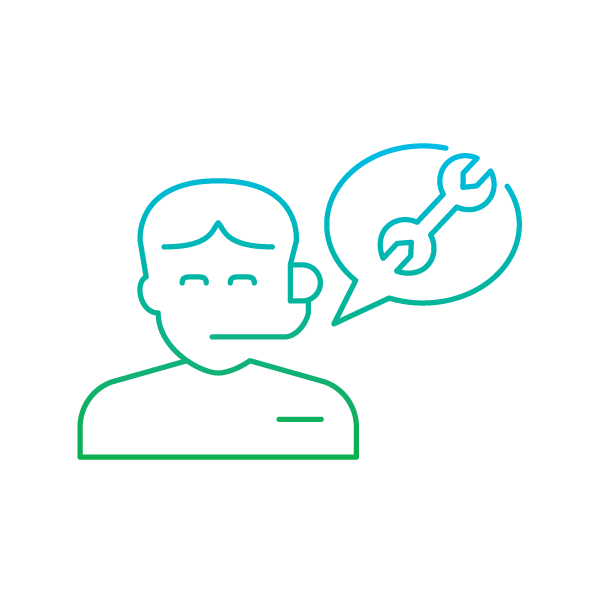 icon of person with thought bubble containing a wrench