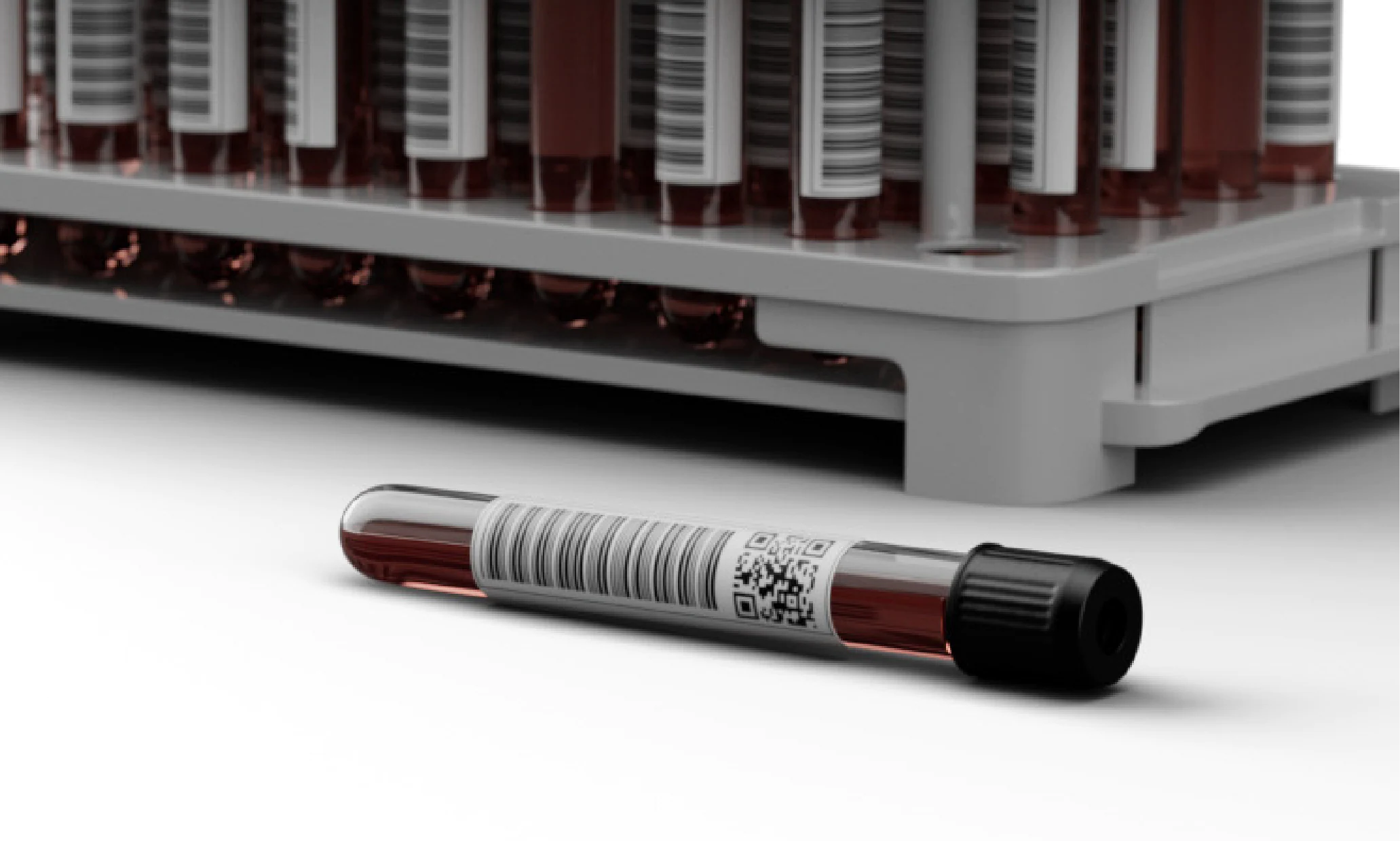 Durable labels applied to test tube
